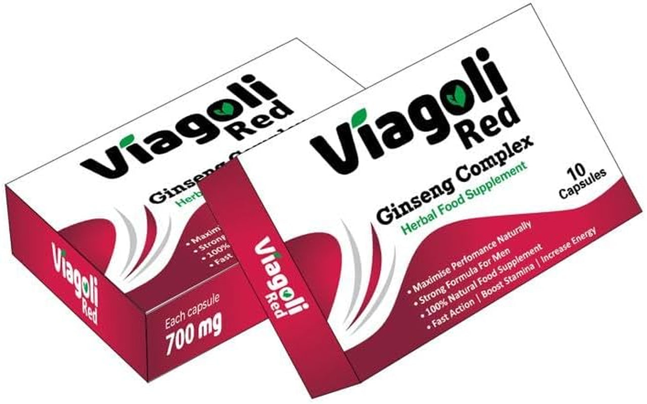 VIAGOLI Red-New Stronger for Longer Formula for Men - Ultra Strong Performance Enhancing Pills, Stamina Endurance Booster RED Supplement Pills for Men - 10 Ginseng Capsules 700MG