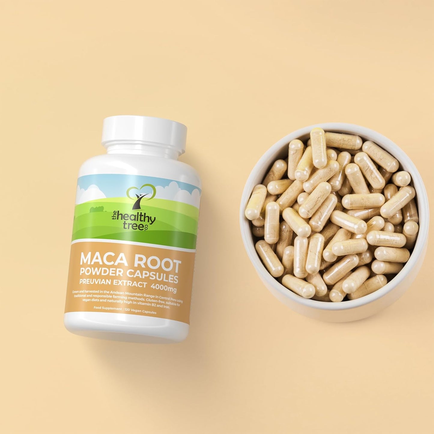 Maca Capsules by Thehealthytree Company - High Strength 4000Mg Extract per Capsule for Men and Women - 120 Vegan Maca Root Powder Tablets