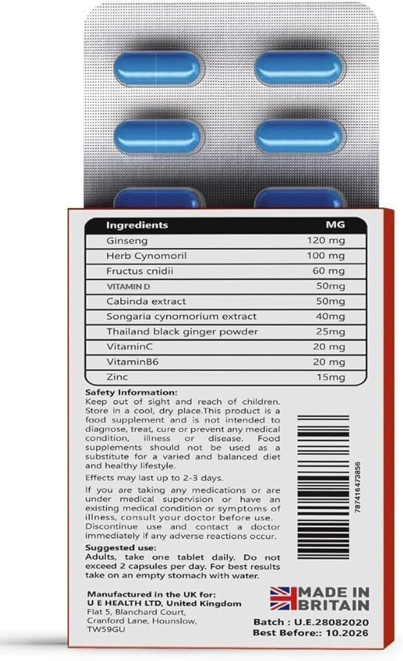 10 Super Man Blue Capsules 500Mg Energy Enhancer, Endurance, Stamina & Fast Acting Supplements