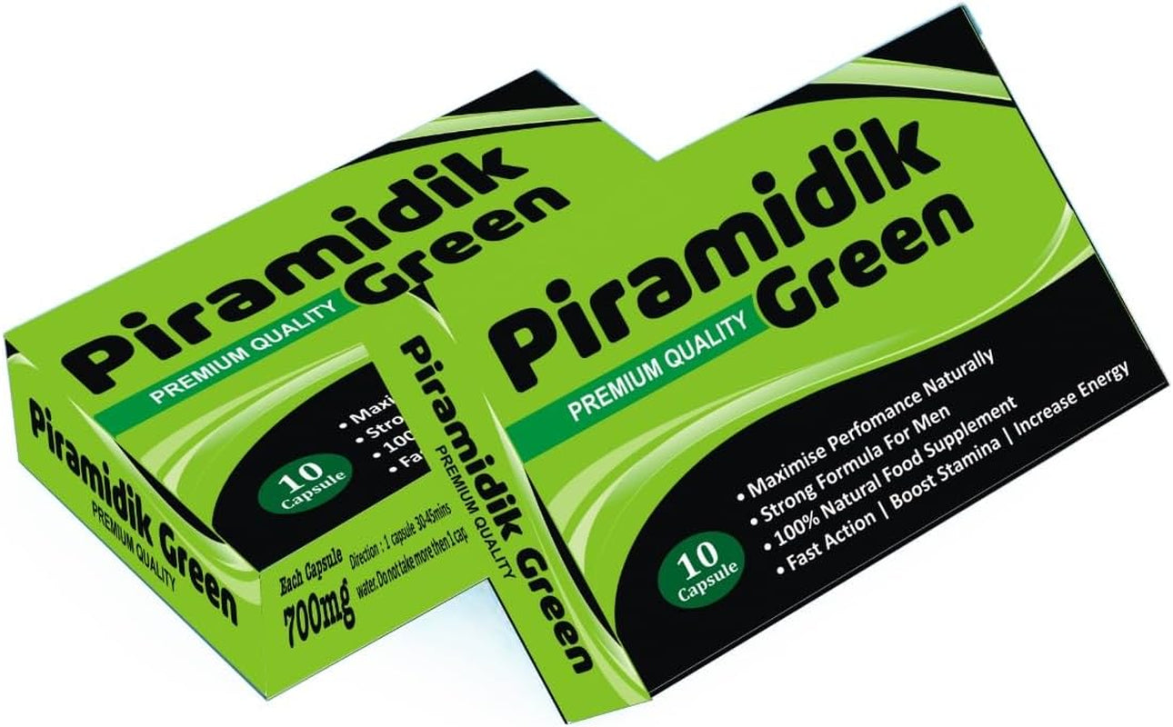 New PIRAMIDIK GREEN - Ginseng Complex - the Most Effective Natural, Powerful and Fast Acting Food Supplement for Men! - (Pack of 10 Capsules)