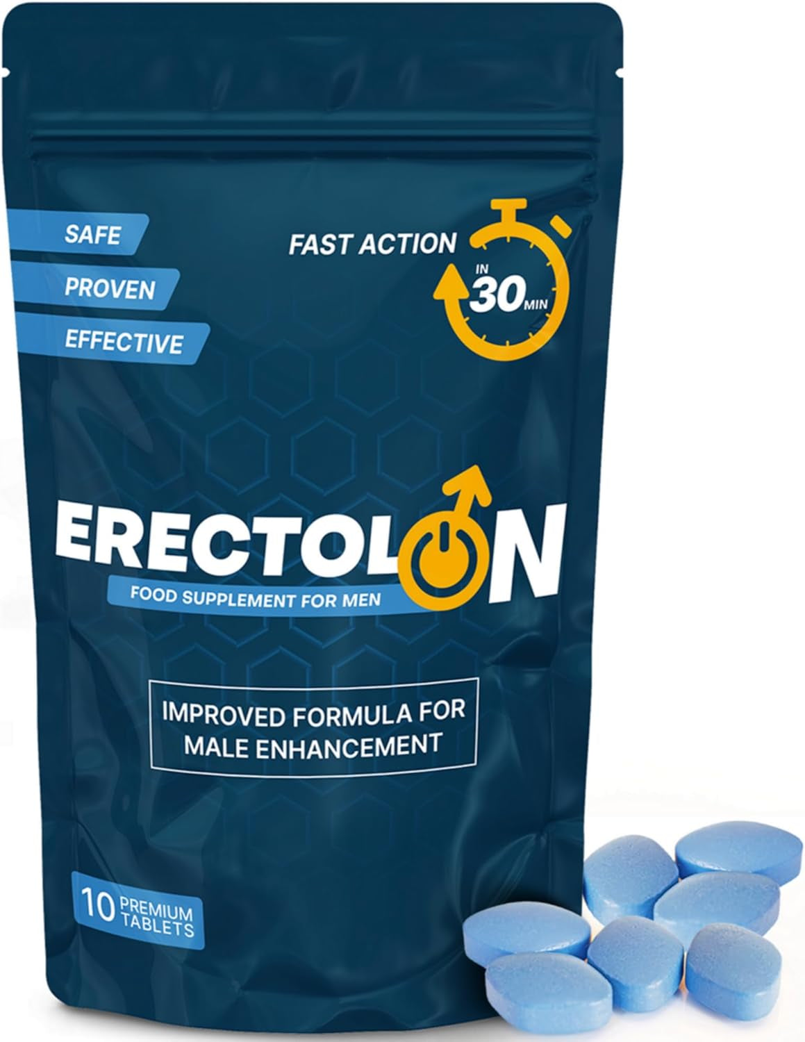 ERECTOLON – High Stamina Performance Pills – 10 Fast Acting Tablets for Men – Natural Herbal Energy Booster – Natural Supplement - Ginseng