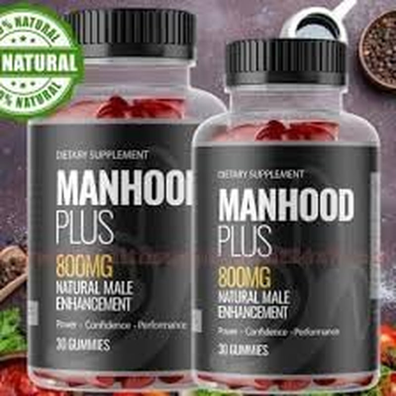 Man Hood - Male Enhancement Gummies - Natural Ingredients - Support for Men - 2 Monthly Supply / 60 Gummies - Fitness Hero Supplements