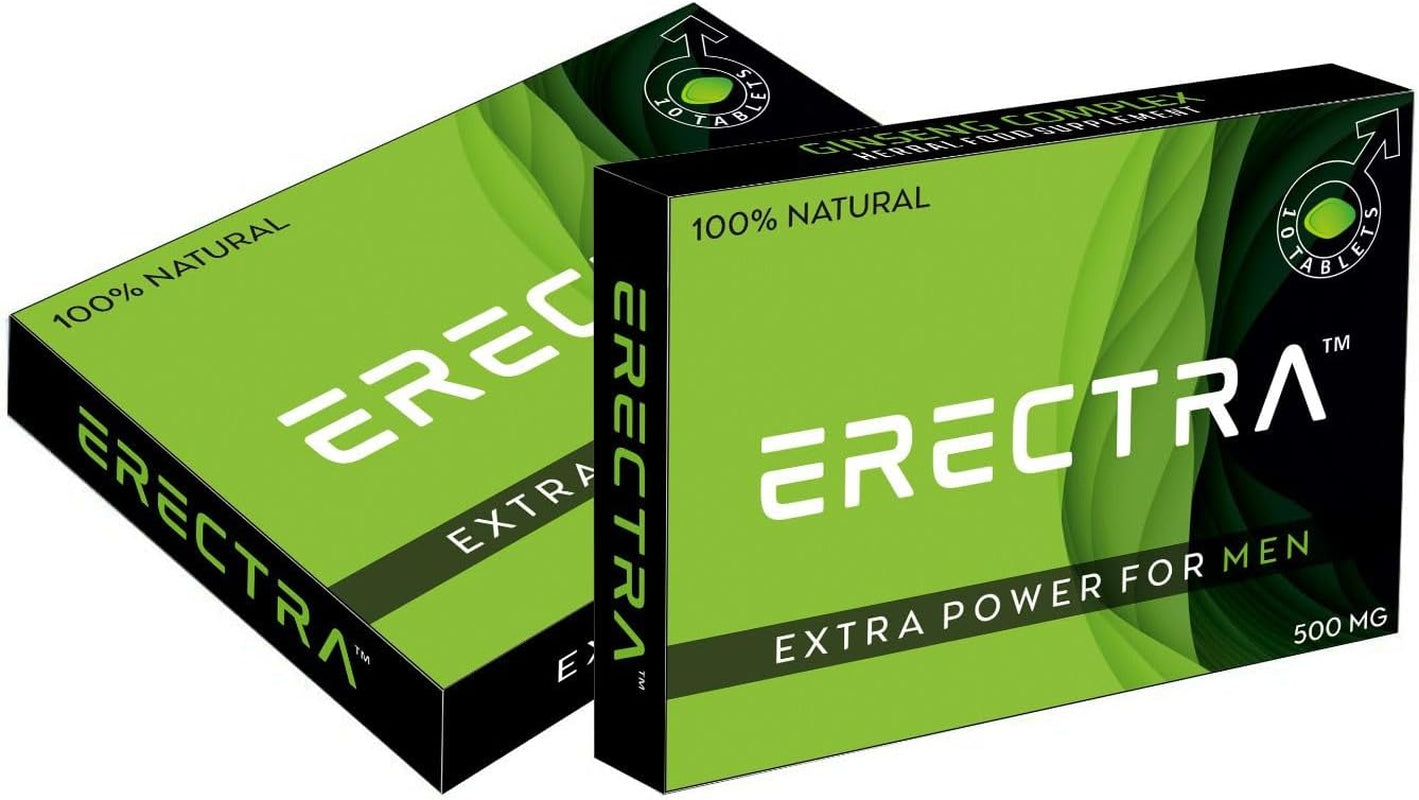 ERECTRA Green - Unleash More Longer, More Harder, More Stronger Performance - Stamina Endurance Booster Green Herbal Supplement Tablets for Men - 10 Ginseng Tablets