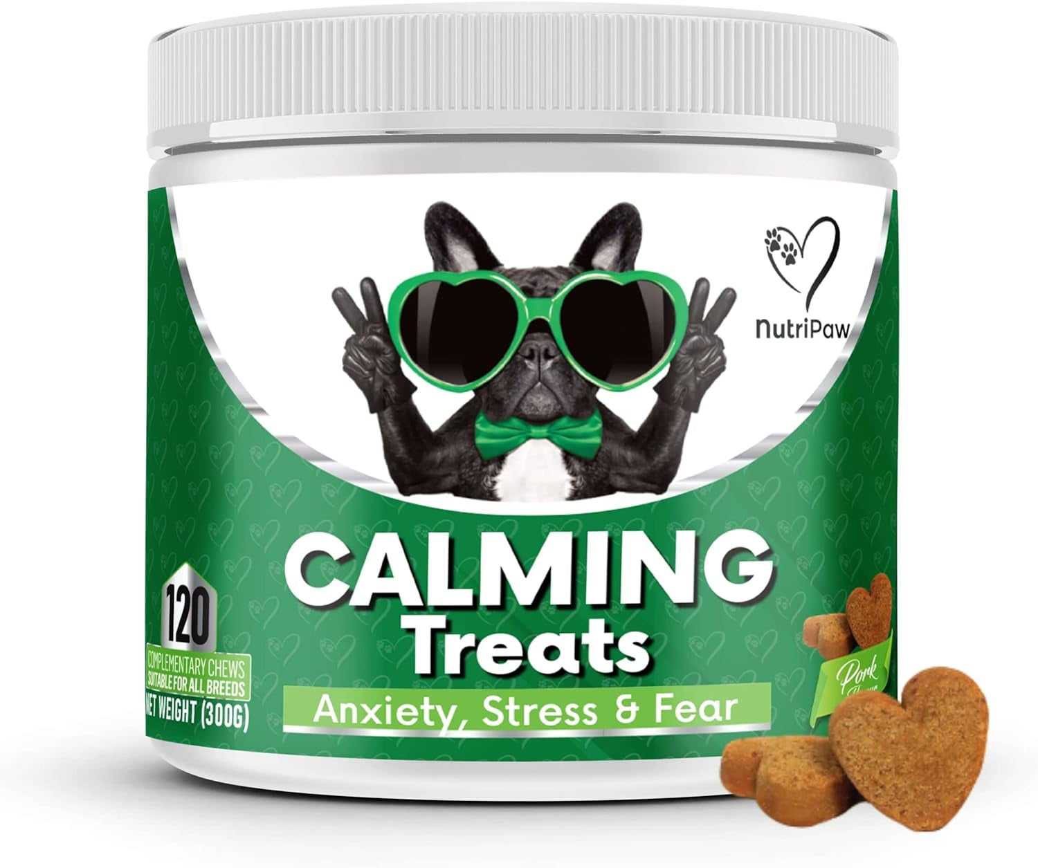 Nutripaw Calming Treats for Dogs - Reduce Stress, Fear, Separation Anxiety, Barking, Hyperactivity, Reactivity, Aggression, Travel Issues - Relaxation without Drowsiness Dogs