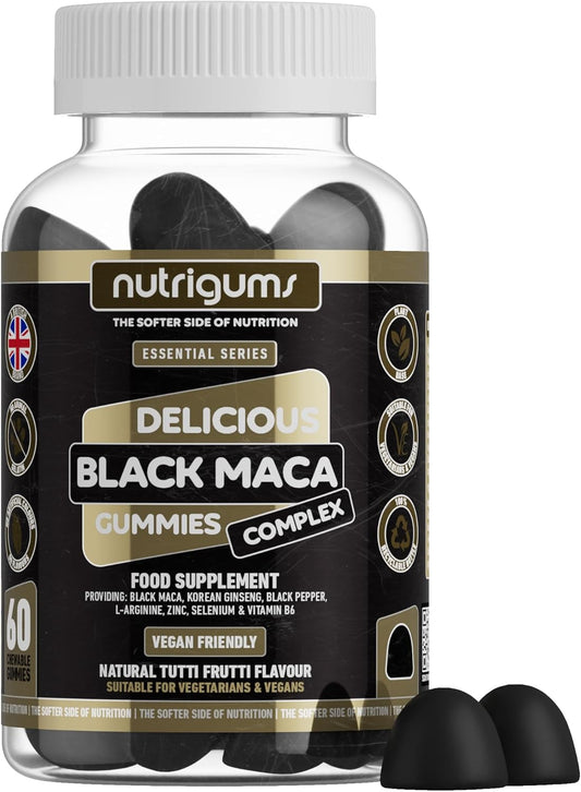 Maca Root 2000Mg Complex Gummy | High Strength | Black Maca, Korean Ginseng, L-Arginine and Black Pepper | Tutti Frutti Flavour | 60 Vegan Gummies | Energy & Performance Support by ®