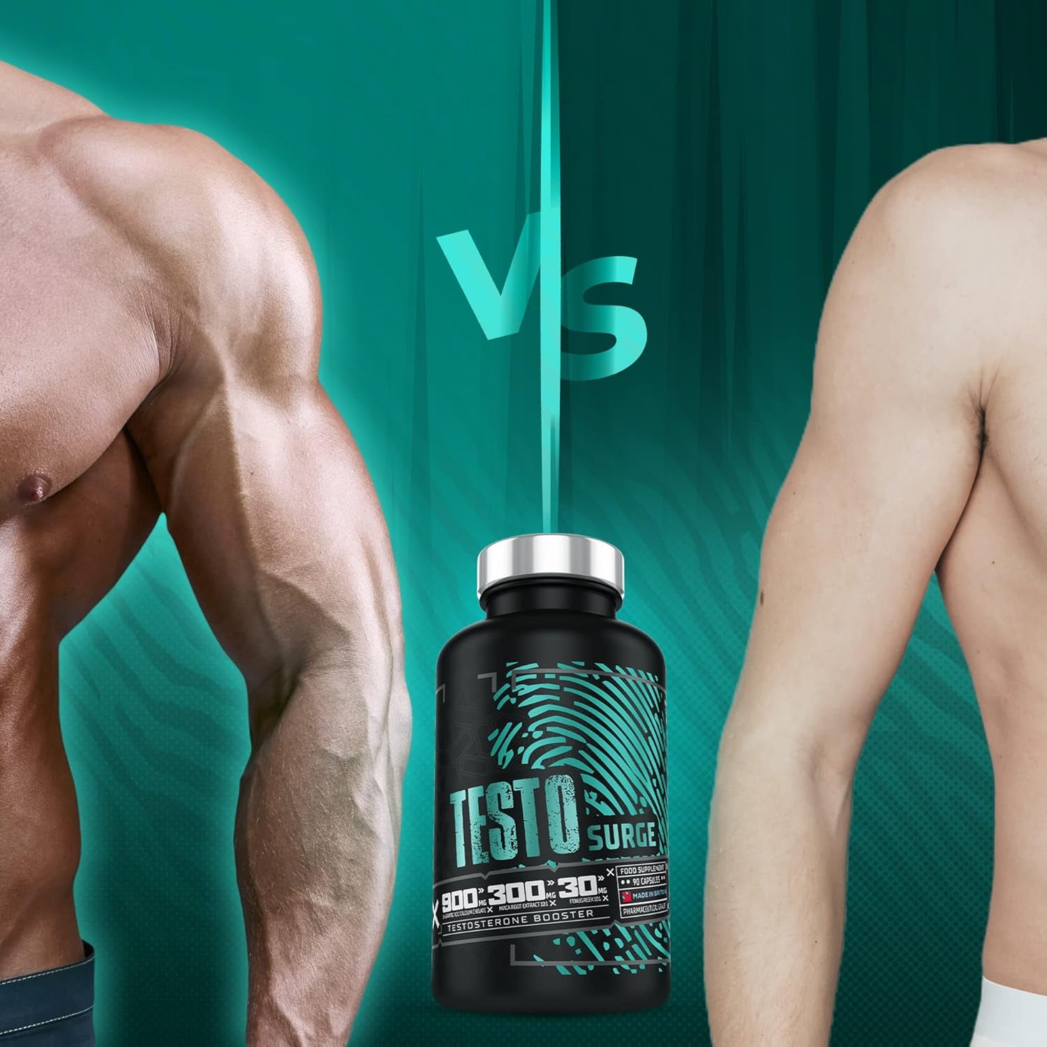 Testosterone Booster TESTO Surge | Testosterone Supplements for Men | Testosterone Boosters Muscle Growth Libido Boost Tablets 90 Vegan Capsules