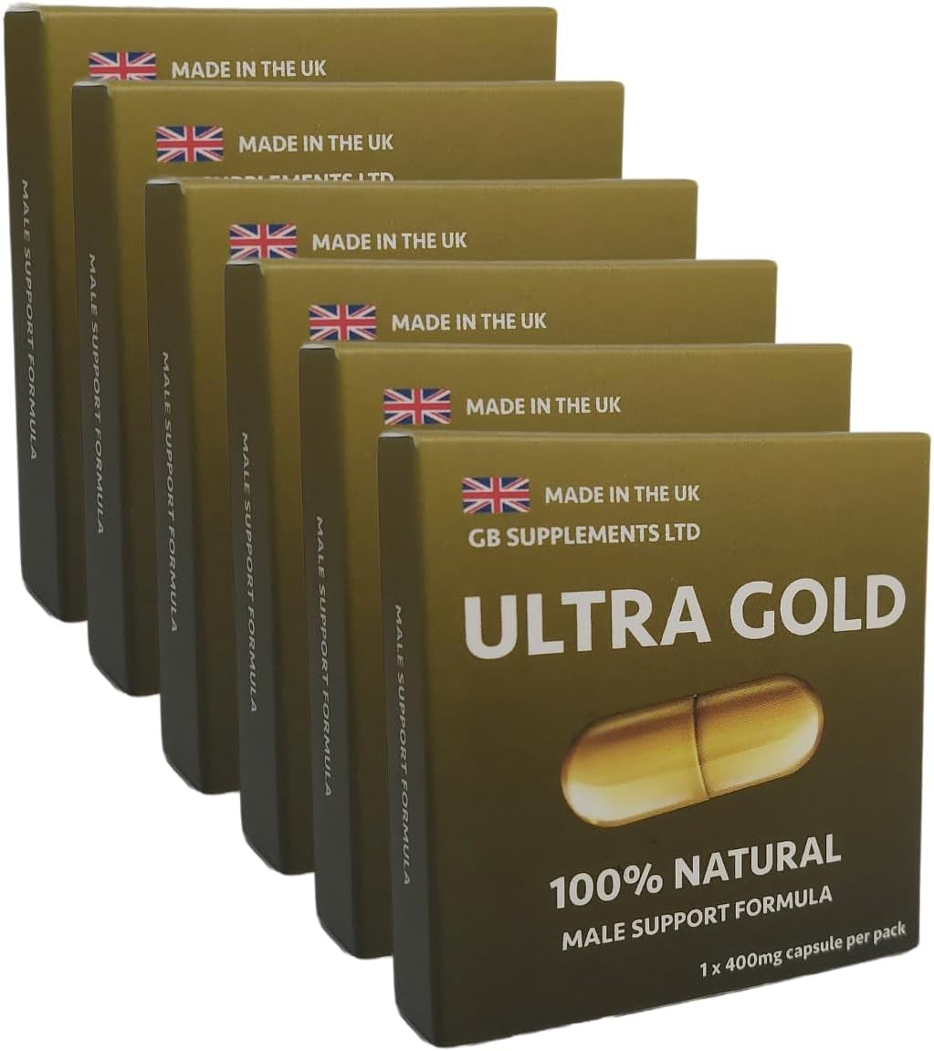 6 X Ultra Gold High Strength Capsules with Delay, 100% Herbal Sexual Support Supplement for Men! Stamina, Libido, Endurance & Sex Drive Support, Contains Maca, Ginseng & More