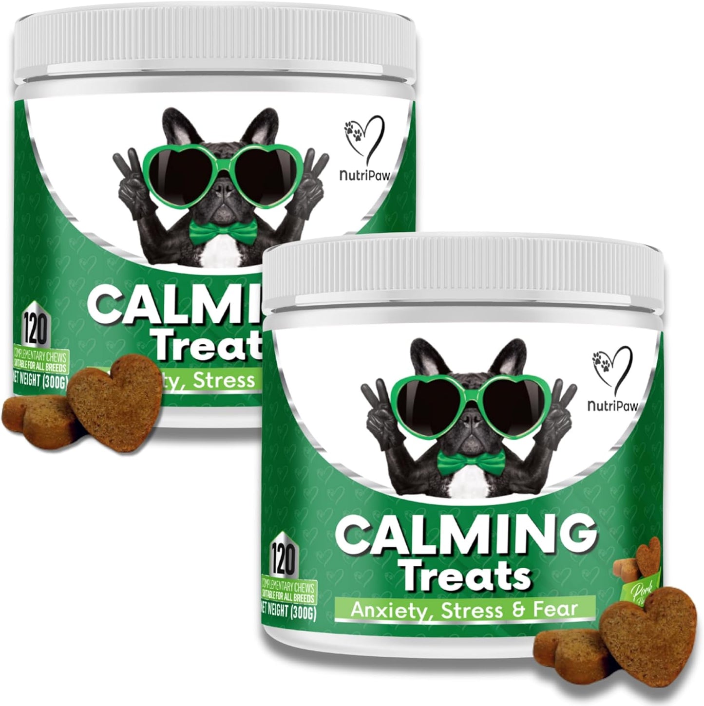 Nutripaw Calming Treats for Dogs - Reduce Stress, Fear, Separation Anxiety, Barking, Hyperactivity, Reactivity, Aggression, Travel Issues - Relaxation without Drowsiness Dogs