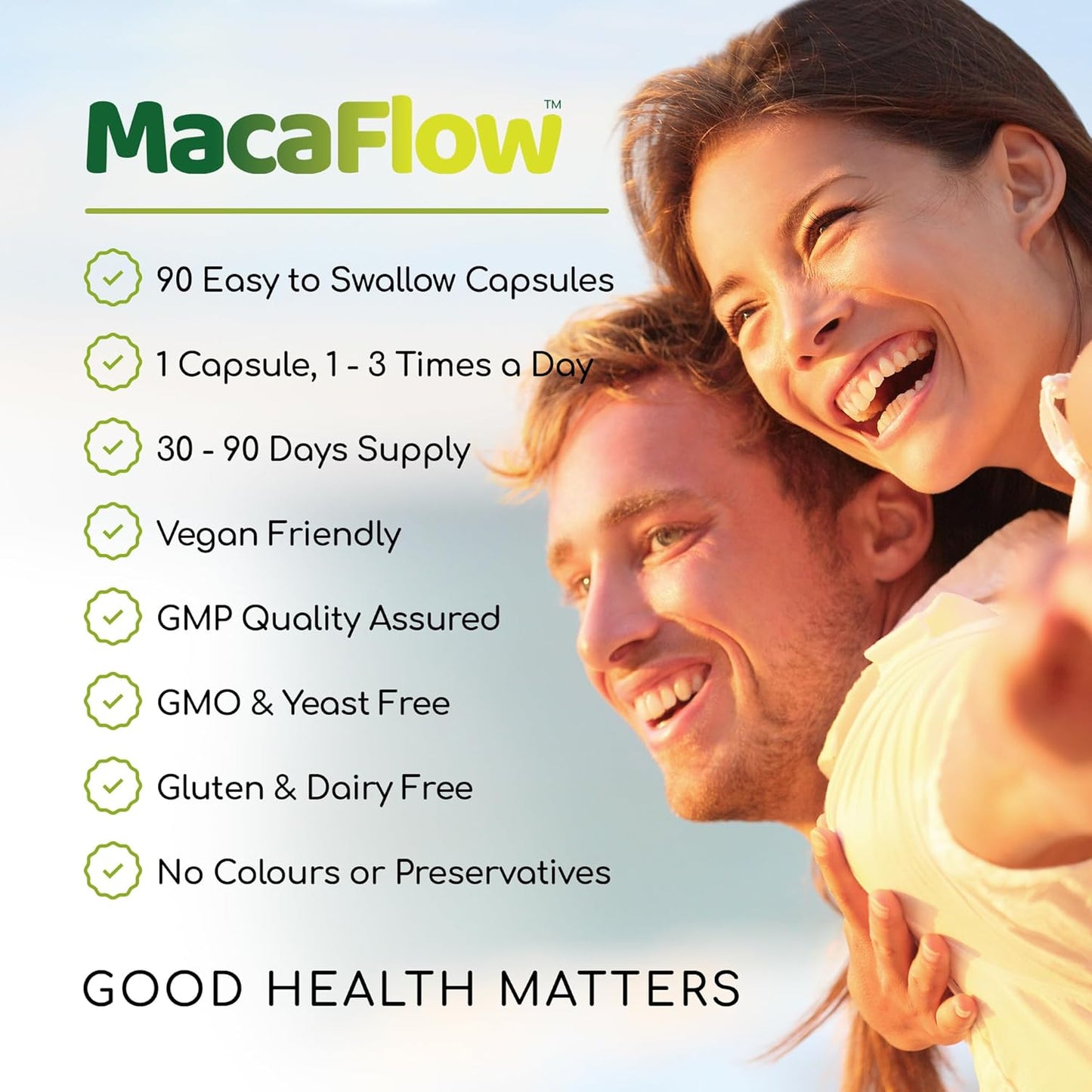 Macaflow – Black Maca Root Complex for Men - Ginkgo Biloba, Panax Ginseng, L-Arginine, Damiana Leaf Extract, Black Pepper and Zinc for Normal Fertility - 90 Vegan Capsules (Not Tablets)