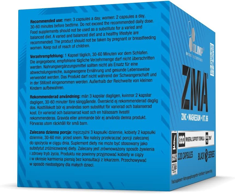 Olimp ZMA - 120 Caps Testosterone Booster Power Energy Strength Muscle Growth Muscle Pump Focus TUTRITION