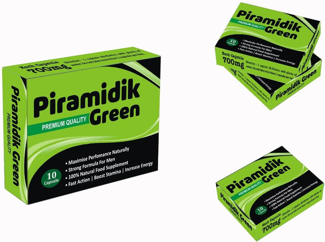 New PIRAMIDIK GREEN - Ginseng Complex - the Most Effective Natural, Powerful and Fast Acting Food Supplement for Men! - (Pack of 10 Capsules)