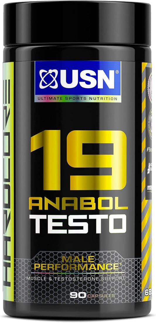 USN 19-Anabol Testo, Testosterone Supplements for Men - 90 Capsules, Boosts Strength Training & Reduces Fatigue, Natural Pre Workout Testosterone Booster, Daily Dietary Supplement