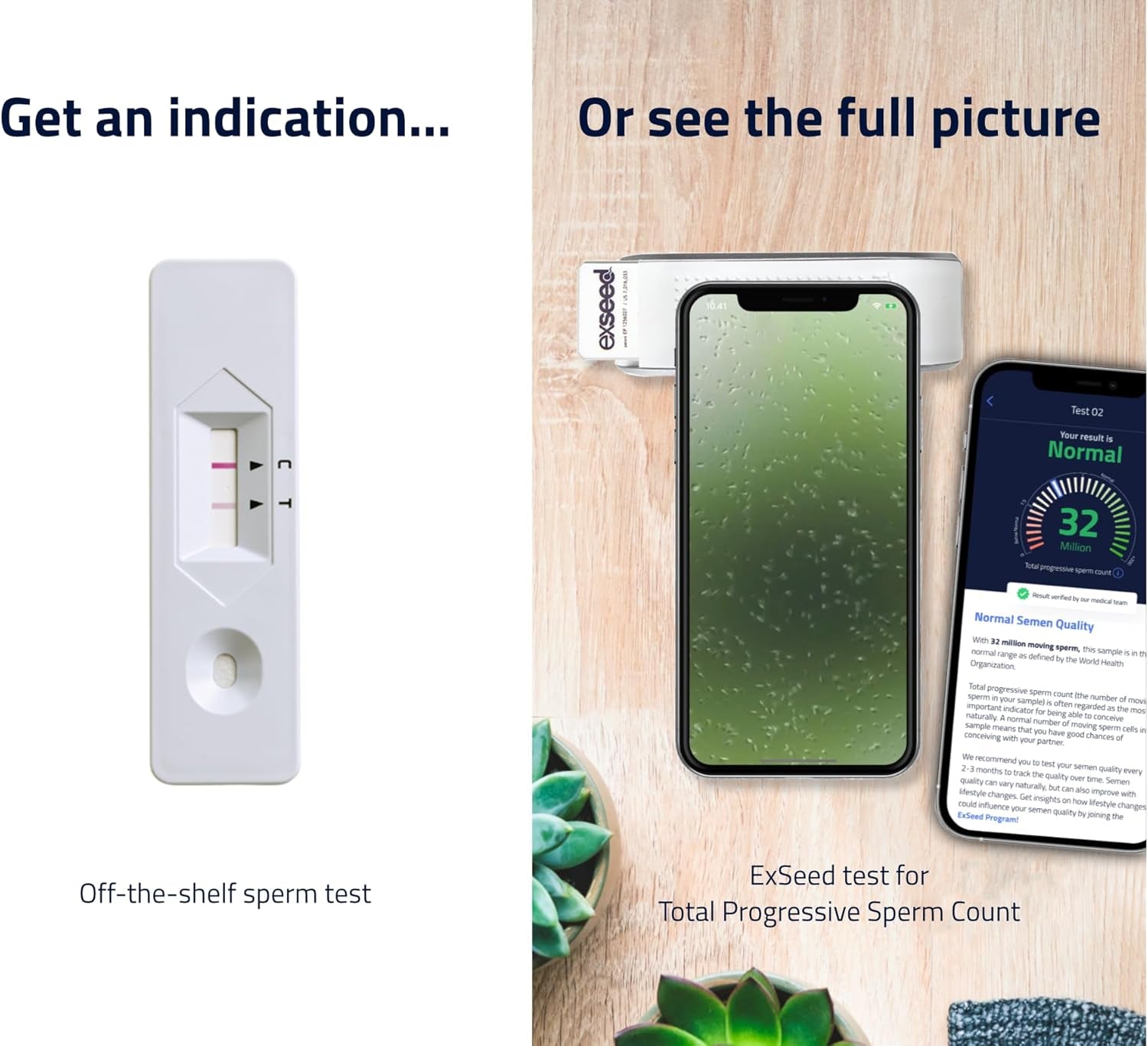 Exseed Completely-At-Home Male Fertility Test - Sperm Count, Progressive Movement & Volume with Home Sperm Test in 15 Minutes with Accurate Results Using Your Smartphone. 10-Test Kit.