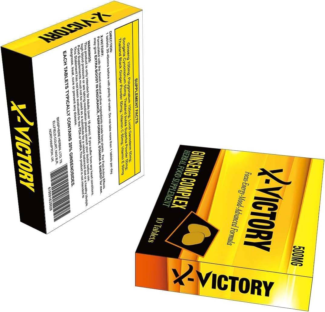 New! Super Extra-Strong X-VICTORY - Ginseng and Herbal Food Supplement for Men. the Most Effective Natural, Powerful and Fast Acting Food Supplement for Men! - (Pack of 10 Tablets)