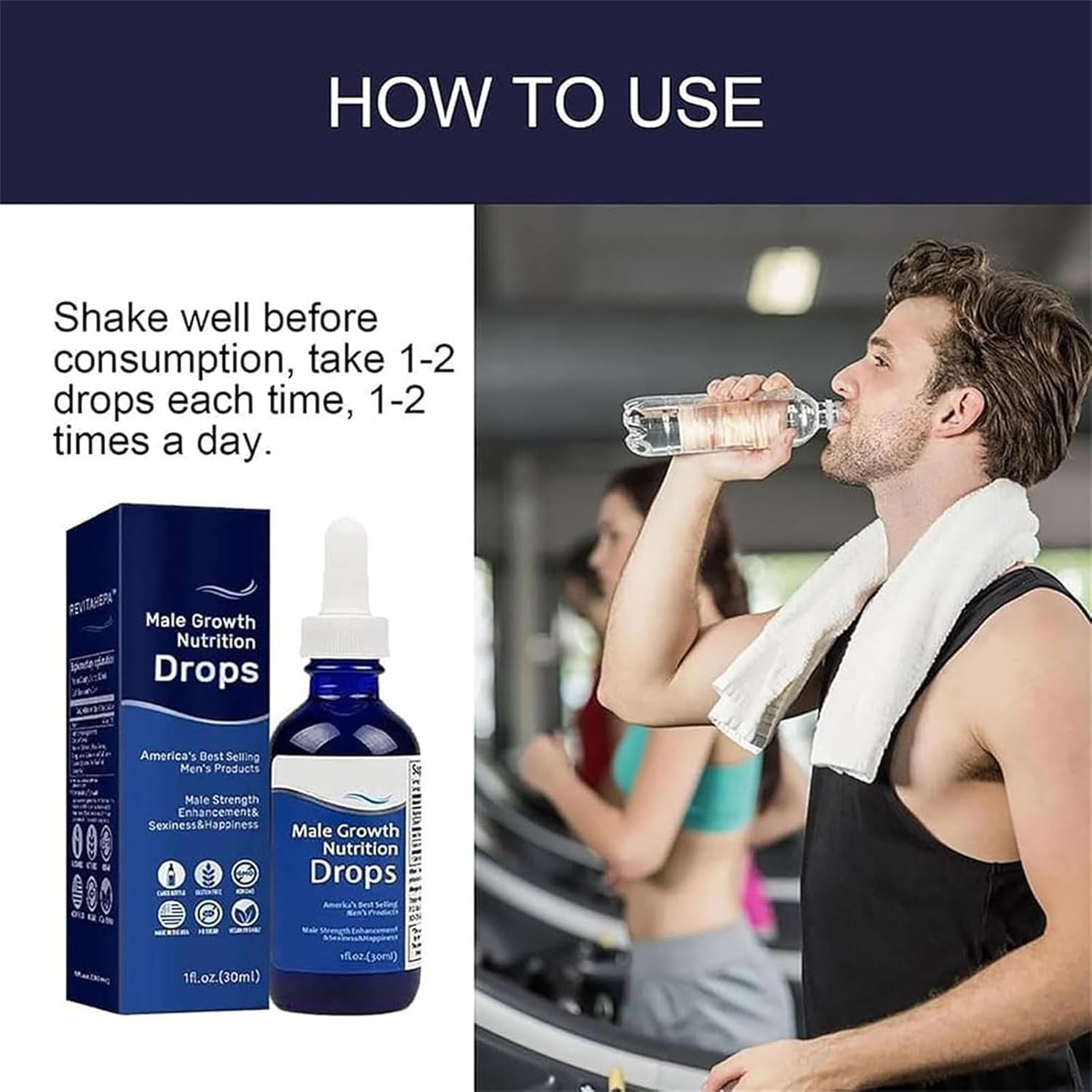 Revitahepa Male Growth Nutrition Drops,Revitahepa Male Growth Nutrition Drops Blue,Natural Revitahepa Blue Direction Benefit Drops for Men (1Pcs)