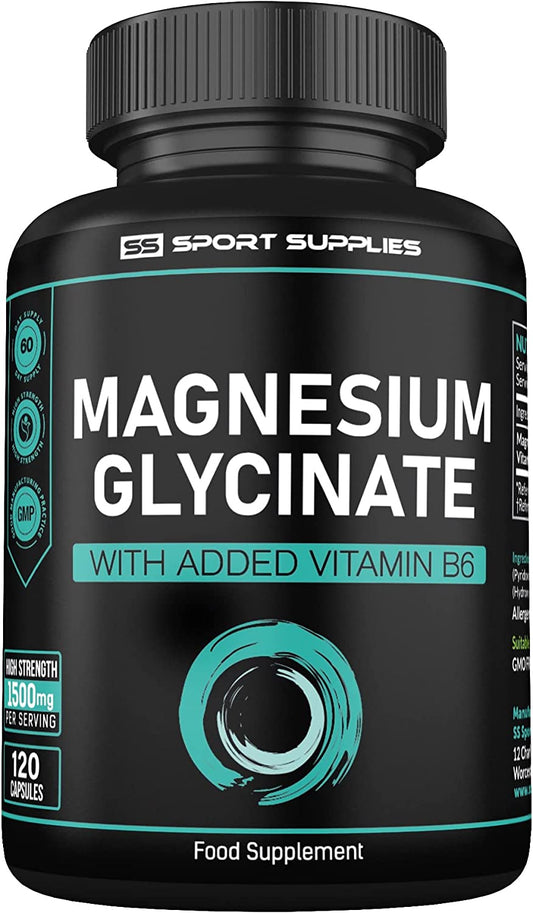 Magnesium Glycinate Supplements 1500Mg & Vitamin B6-120 High Strength Capsules - 1500Mg of Magnesium Providing 315Mg Elemental Magnesium (Bisglycinate) - Pure Active Ingredient