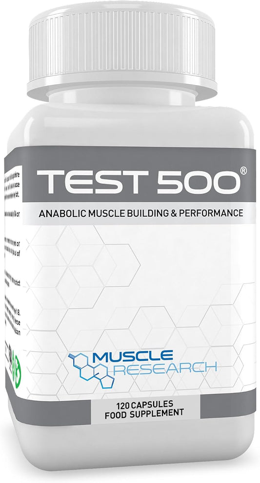 Muscle Research Test 500-120 Capsules - High Dose - Bodybuilding Supplement - Maca Root, D-Aspartic Acid, Fenugreek, Zinc & Magnesium