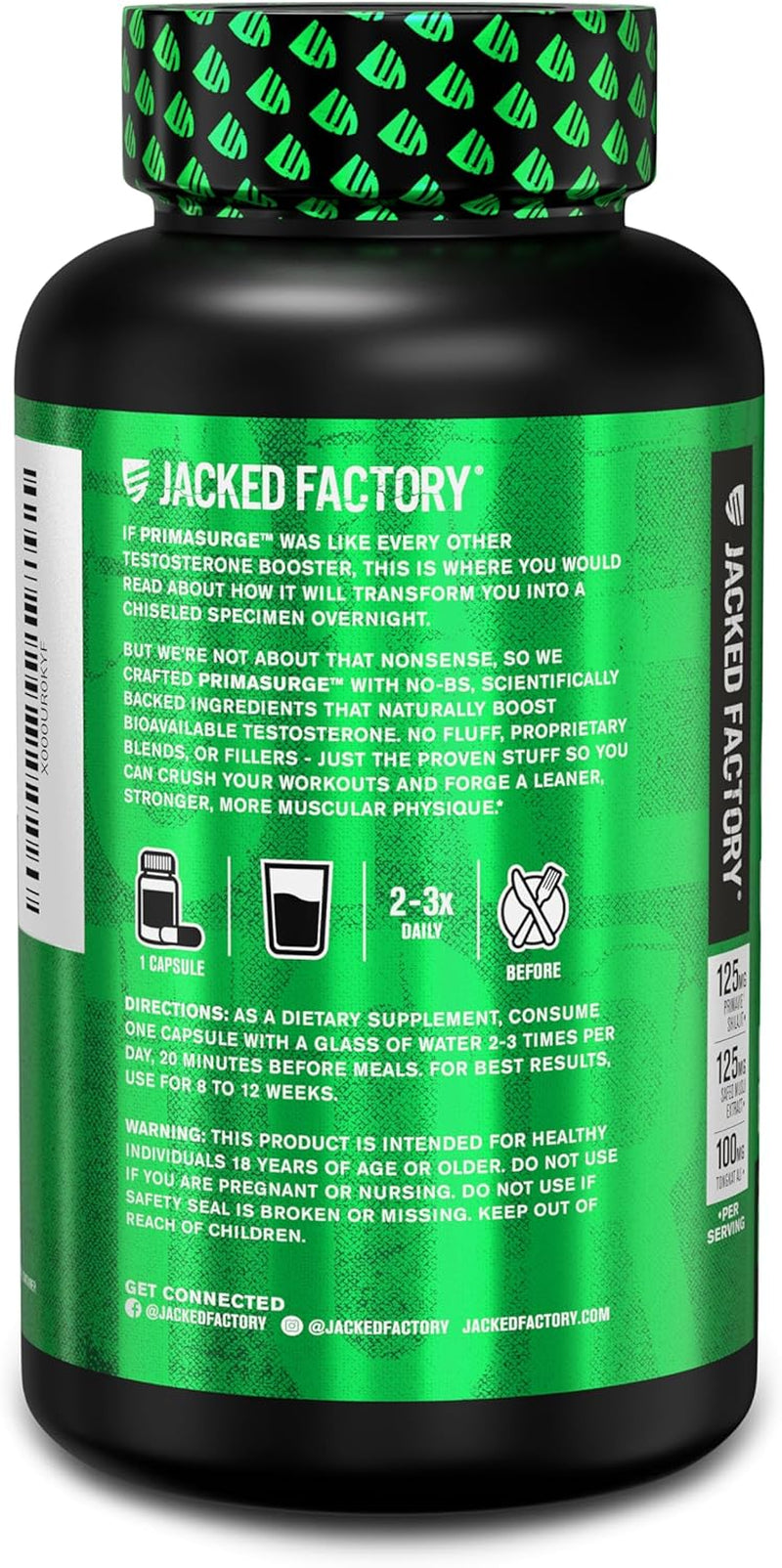 Testosterone Booster for Men PRIMASURGE (60 Capsules) & N.O. XT Nitric Oxide Supplement (90 Capsules) for Muscle Growth, Pumps, & Energy