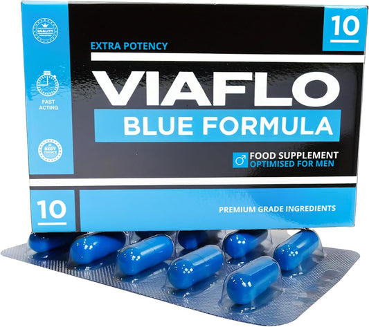 VIAFLO Blue | High Dose 900Mg Supplement, Fact Acting, Long Lasting, Exclusively for Men, Boost Stamina, Energy & Performance with Maximum Strength (10 Count)