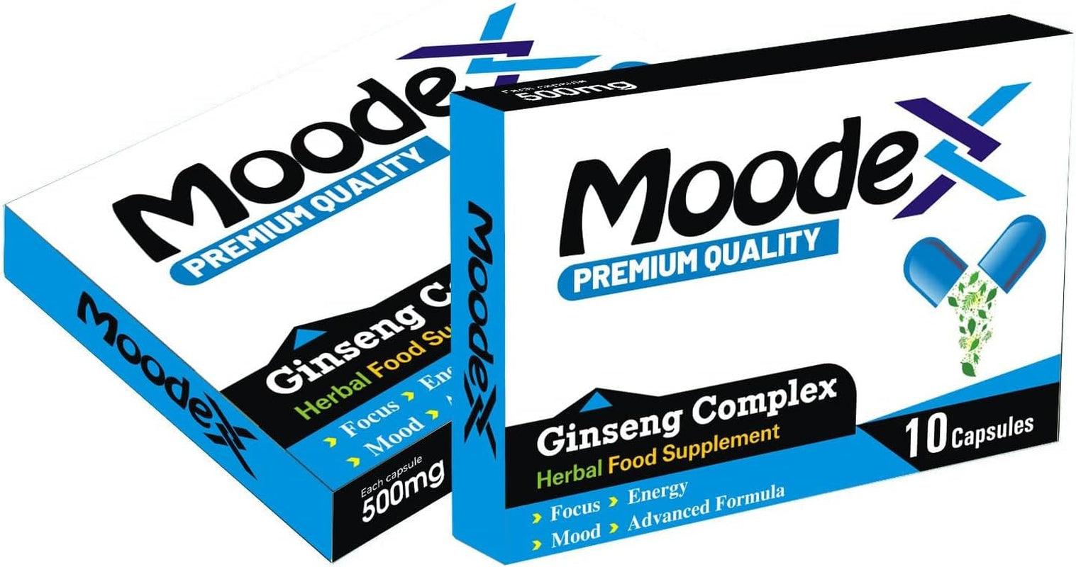 Moodex Blue-New Stronger for Longer Formula for Men - Ultra Strong Performance Enhancing Pills, Stamina Endurance Booster Blue Supplement Pills for Men - 10 Ginseng Capsules 500MG