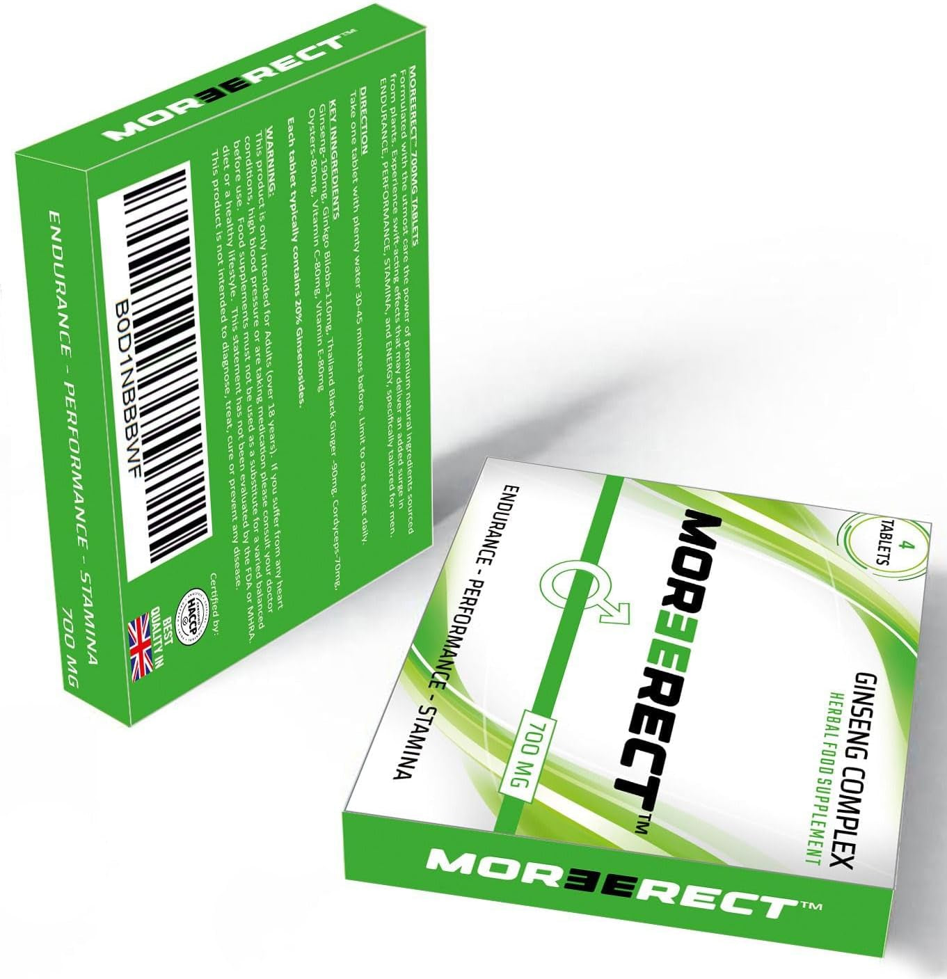 MOREERECT™ Green Tablets - Stronger and Longer for a Confident Performer - Advanced Performance Enhancing, Stamina Endurance Booster Supplement Tablerts for Men - 4 Ginseng Tablets