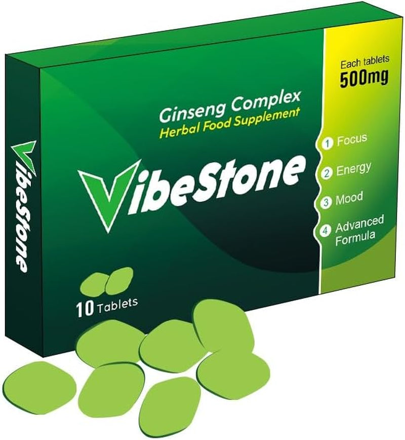 New VIBESTONE 10 Pills 500Mg - Stronger & Harder Enhanced Strength & Firmness for Men - Designed to Boost High Stamina, Performance & Natural Male Enhancing Food & Herbal Supplement