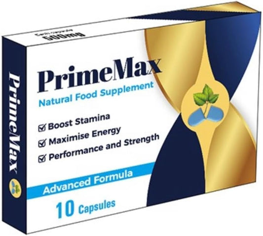 Primemax - New Stronger Formula for Men - Ultra Strong Performance Enhancing Pills, Stamina Endurance Booster Blue Supplement Pills for Men - 10 Ginseng Capsules 500MG