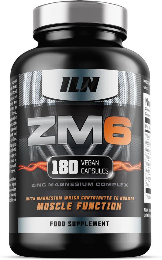 ZM6 - High Strength Zinc Magnesium Supplement - Zinc and Magnesium Tablets for Normal Muscle Function - Zinc Magnesium Booster - 180 Vegetarian Capsules