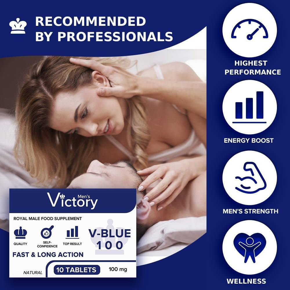 Men’S Victory 10 Blue Tablets - Increased Strength & Firmness for Men - Boosted Stamina, Enhanced Performance - Male Endurance Enhancer - Natural Herbal Supplement Formula