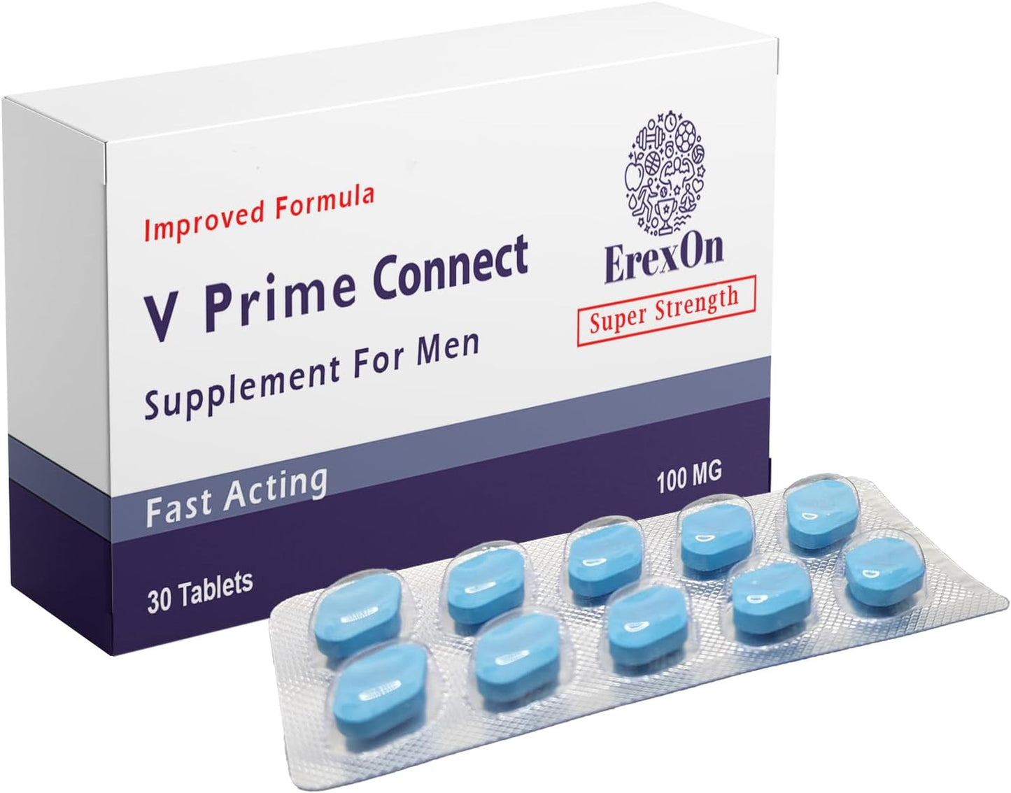 V Prime Connect 10 Tablets | 100Mg Herbal Supplement for Men | Men'S Vitality Support | Performance & Enhancement | Cordyceps Sinensis Ashwagandha Ginseng Maca Root Zinc