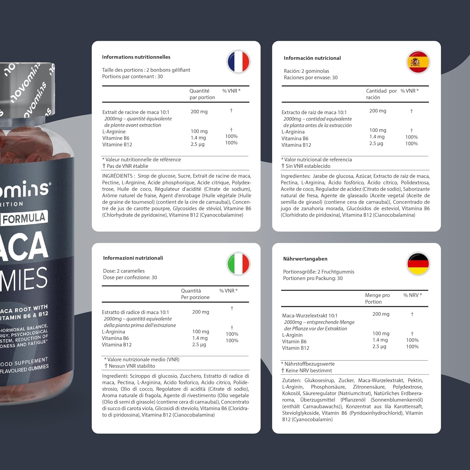 Maca Root Gummies 2000Mg (High Strength) - 100% Peruvian Maca Supplement for Men and Women- L-Arginine, Vitamin B12 & B6-60 Vegan Strawberry Chews - Tastier than Tablets & Capsules