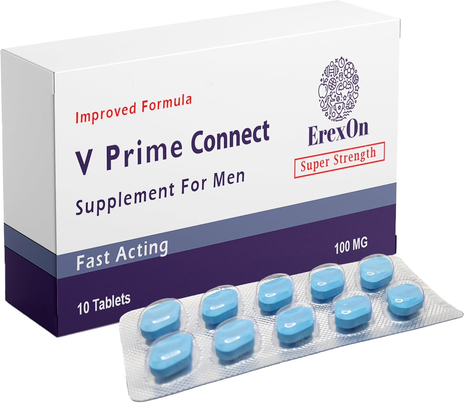 V Prime Connect 10 Tablets | 100Mg Herbal Supplement for Men | Men'S Vitality Support | Performance & Enhancement | Cordyceps Sinensis Ashwagandha Ginseng Maca Root Zinc