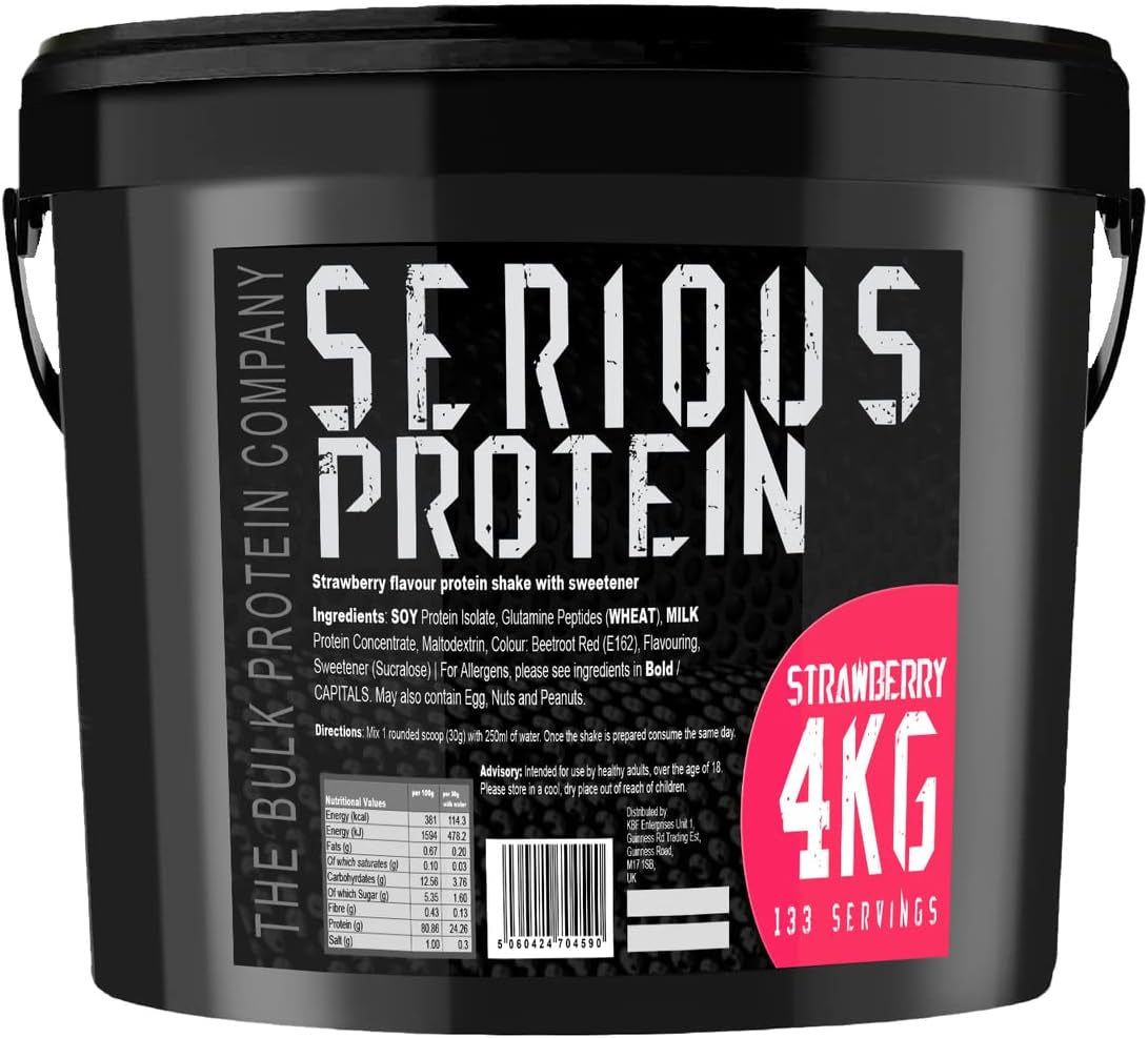 SERIOUS Protein – Protein Powder – 4Kg – Low Carb – Supports Lean Muscle Growth – Recovery Supplement - the Bulk Protein Company - 133 Servings (Banana)