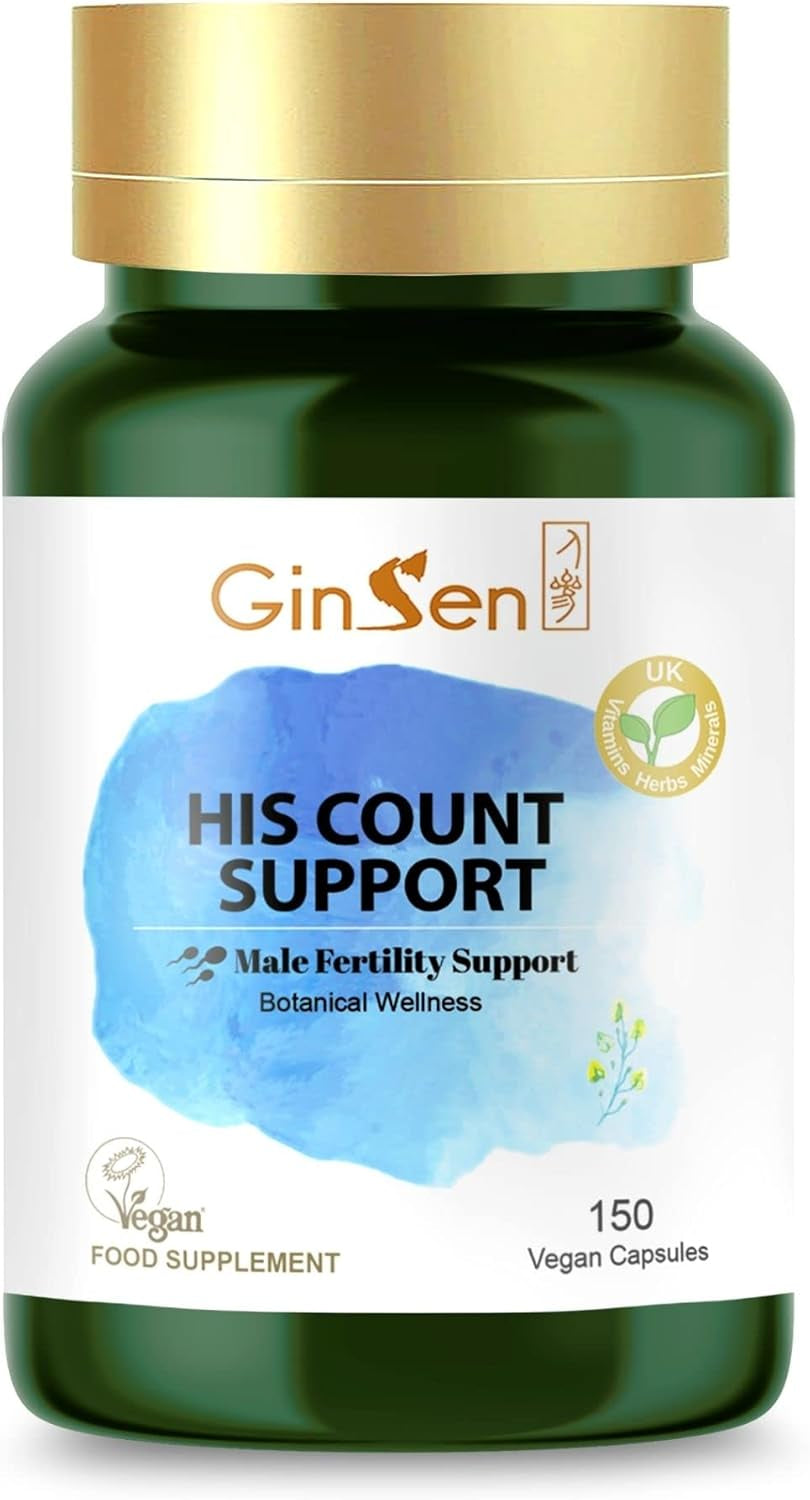 Ginsen His Count Support for Men, Male Fertility Supplement, Added Vitamins & Herb Extract, 150 Capsules, Vegan Approved, Made in UK