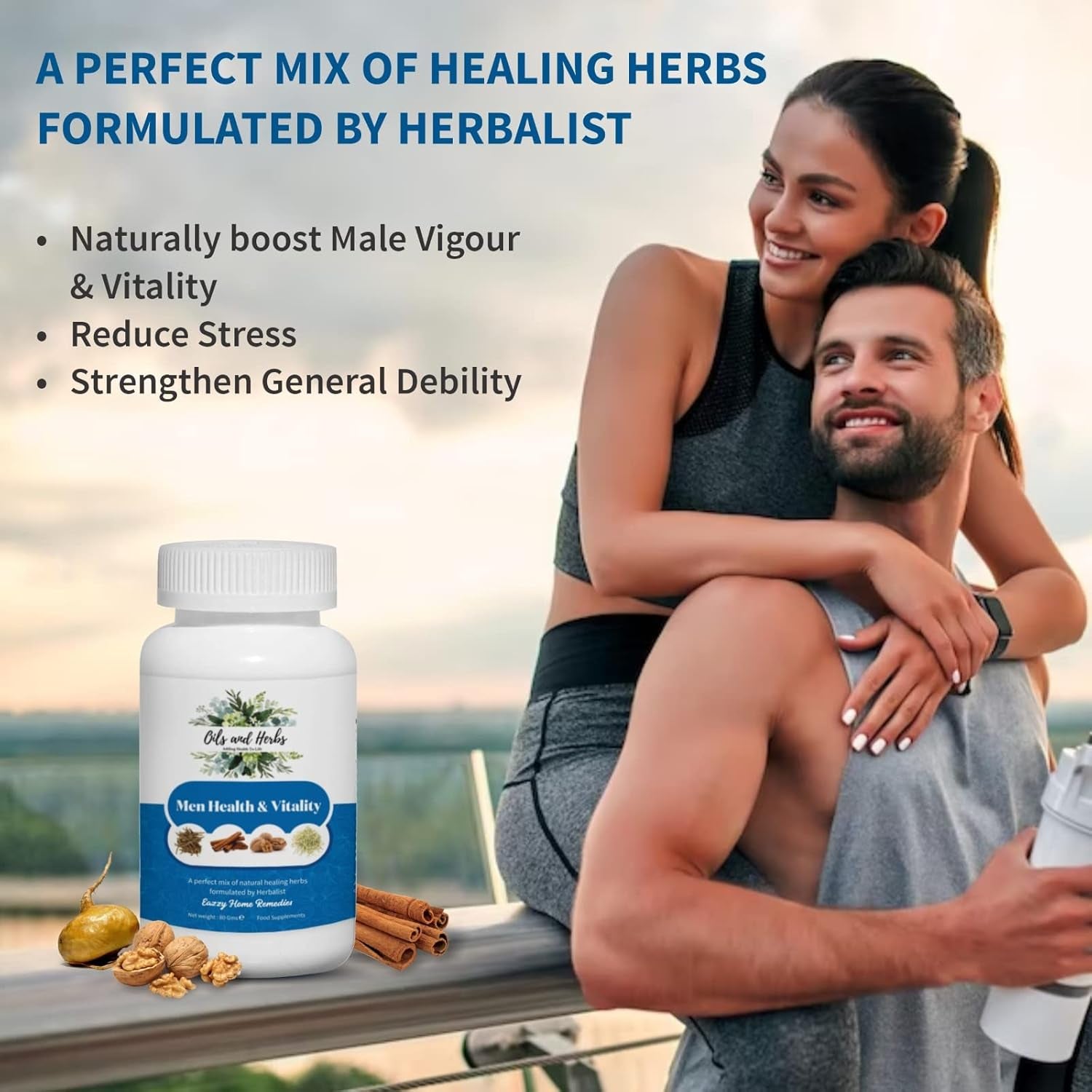 Men Health & Vitality Herbs Powder- Mixture of 7 Powerful Herbs for Boosting Testosterone and Stamina Level in Men - 100% Natural (80G)