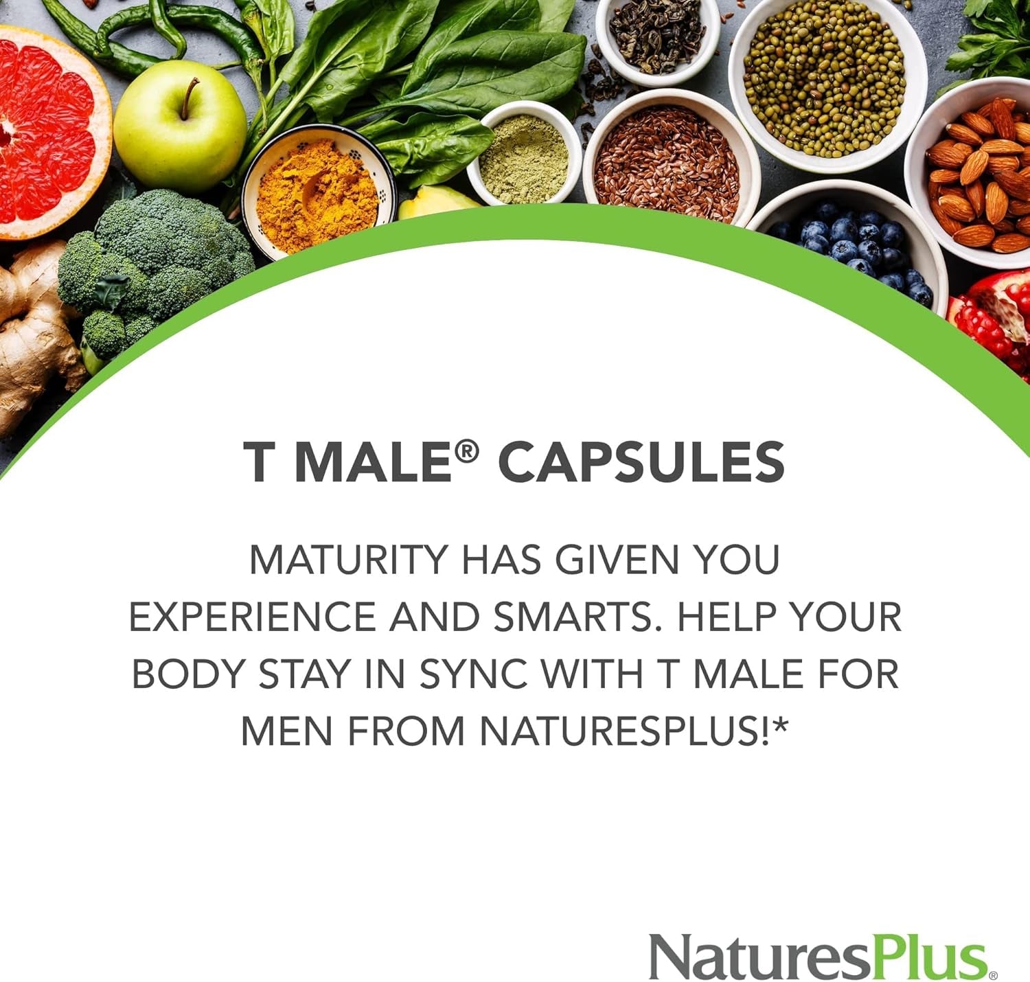 Naturesplus T-Male Capsules - Herbal Complex and Zinc Supplement - Men'S Energy Booster and Stamina - Vegan, Gluten Free - 60 Capsules