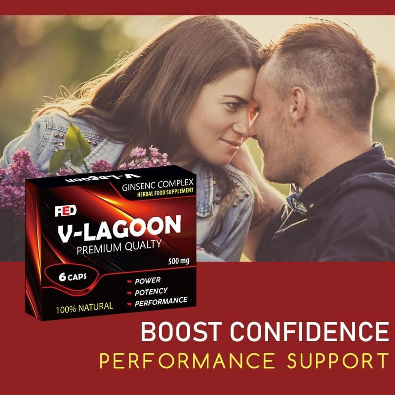 V-LAGOON Red-New Stronger for Longer Formula for Men - Ultra Strong Performance Enhancing Pills, Stamina Endurance Booster RED Supplement Pills for Men - 6 Ginseng Capsules 500MG