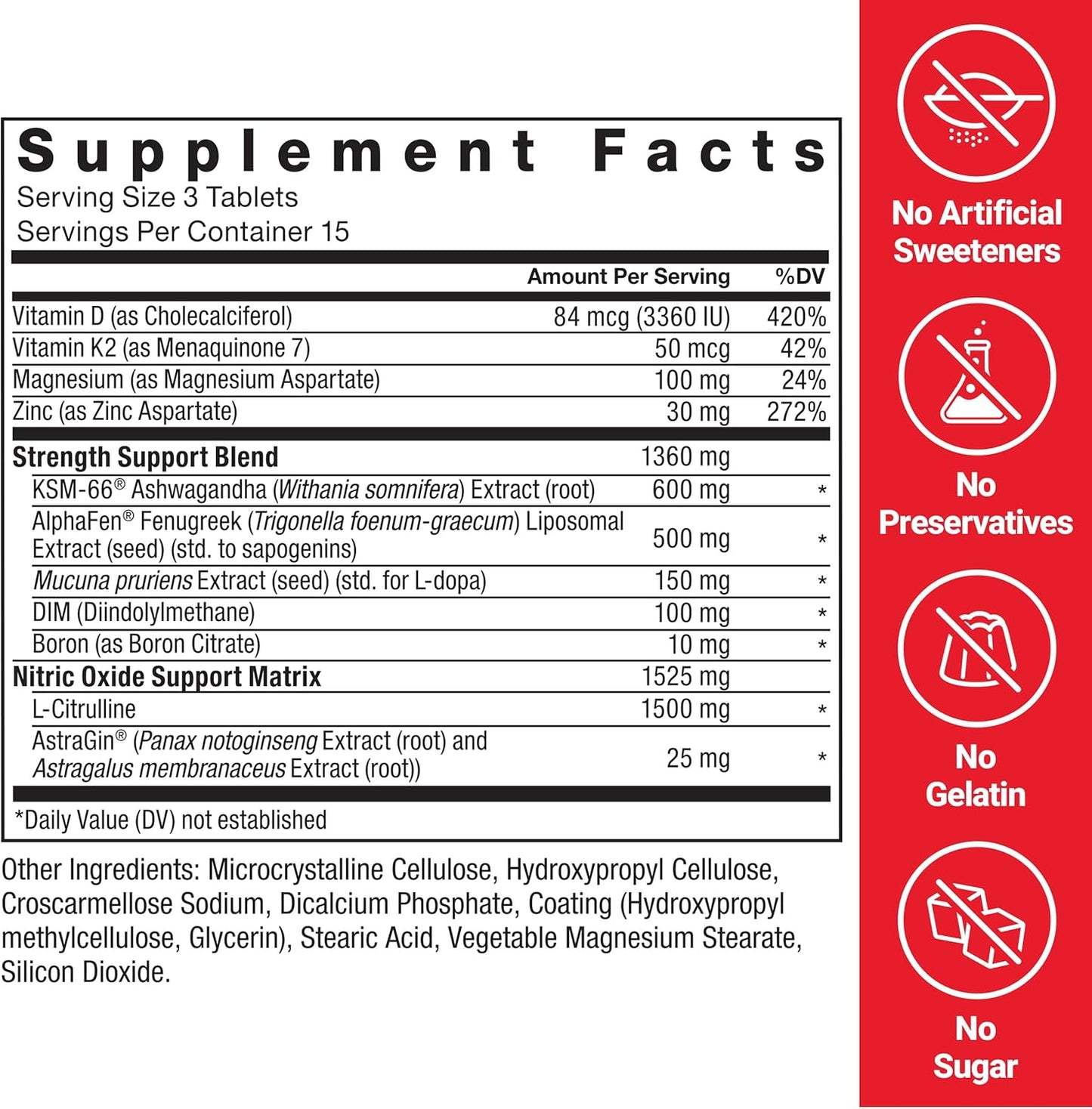 Test X180 Supreme, Men’S Testosterone Support Supplement to Enhance Performance, Lower Estrogen, Support Muscle and Strength, and Boost Male Vitality, 45 Tablets