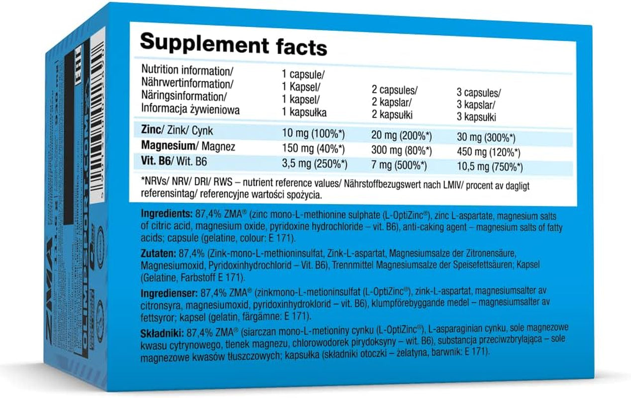 Olimp ZMA - 120 Caps Testosterone Booster Power Energy Strength Muscle Growth Muscle Pump Focus TUTRITION