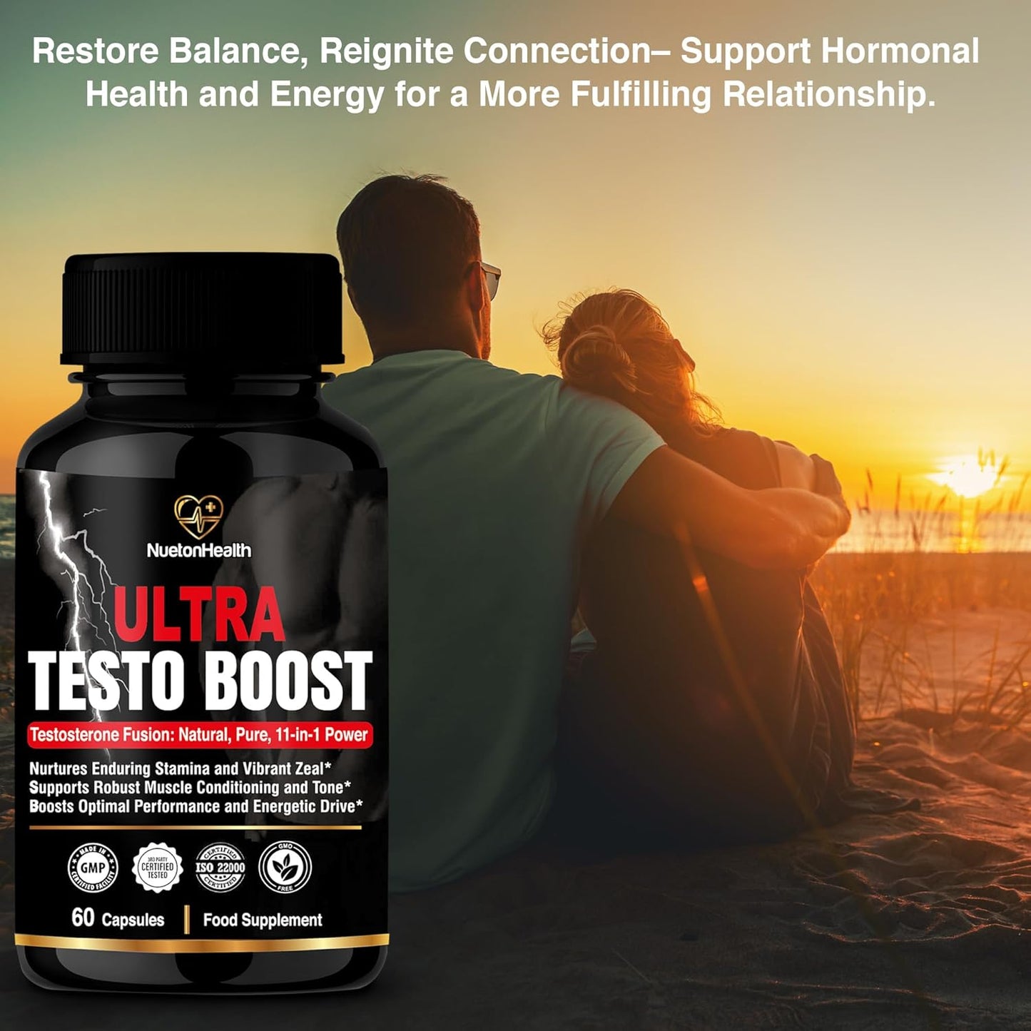 Ultra Testo Boost - Tribulus, Ashwagandha, Ginseng, Shilajit, Ginkgo, Rhodiola Rosea - Premium Testosterone Supplements for Men - 11 Potent Natural Ingredients - 60 Booster Capsules