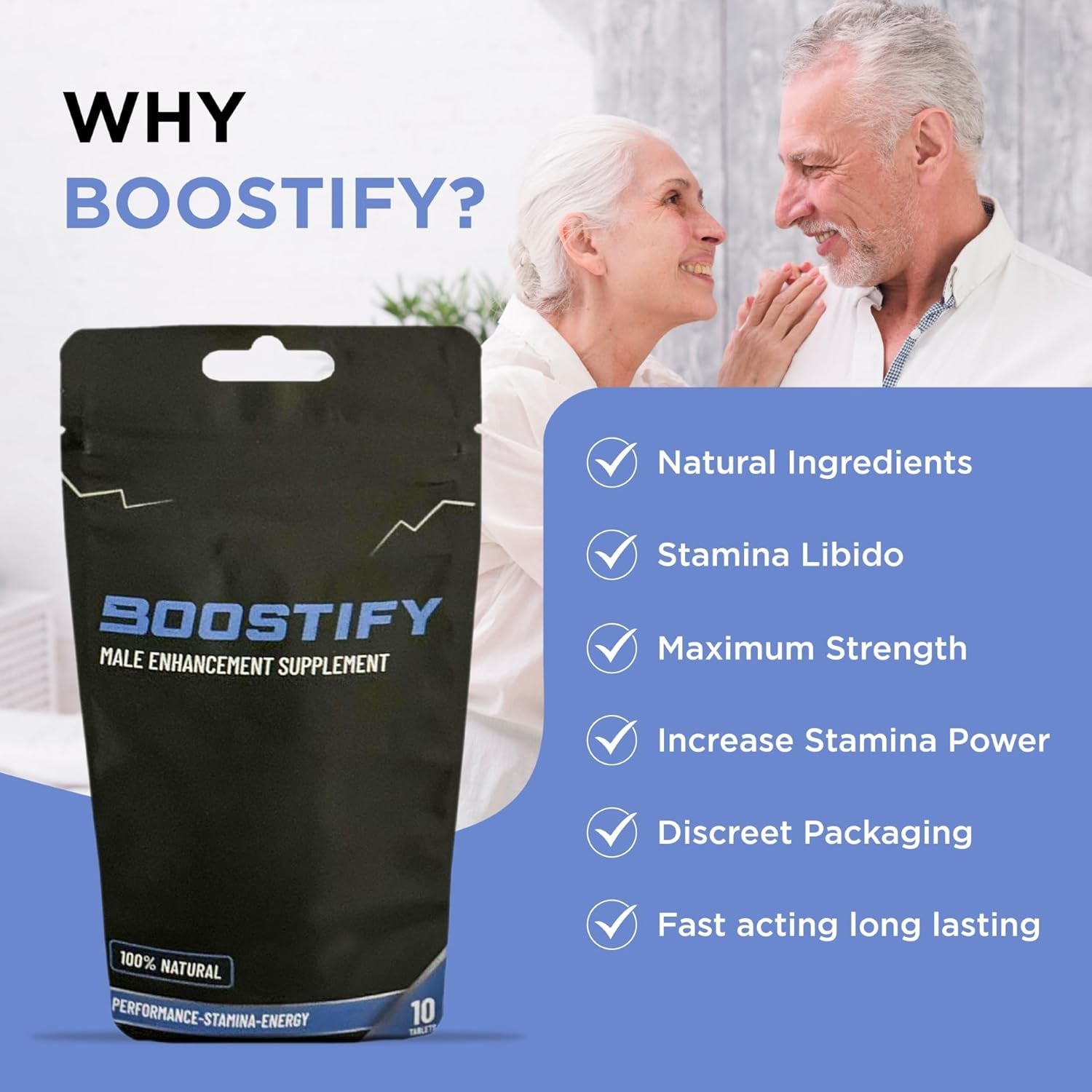 Boostify™ 20 Tablets Stronger & Harder Enhanced Strength & Firmness for Men - Designed to Boost High Stamina, Performance & Prolonged Results - Natural Male Enhancing Food & Herbal Supplement