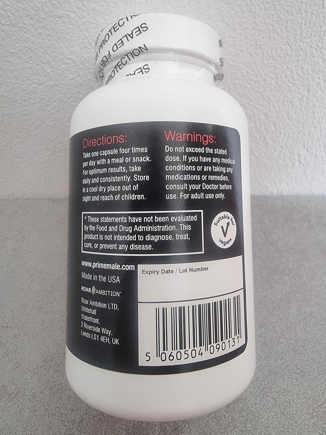 Prime Male - Natural Testosterone Booster Supplement for Men - Expertly Formulated with Zinc and D-Aspartic Acid