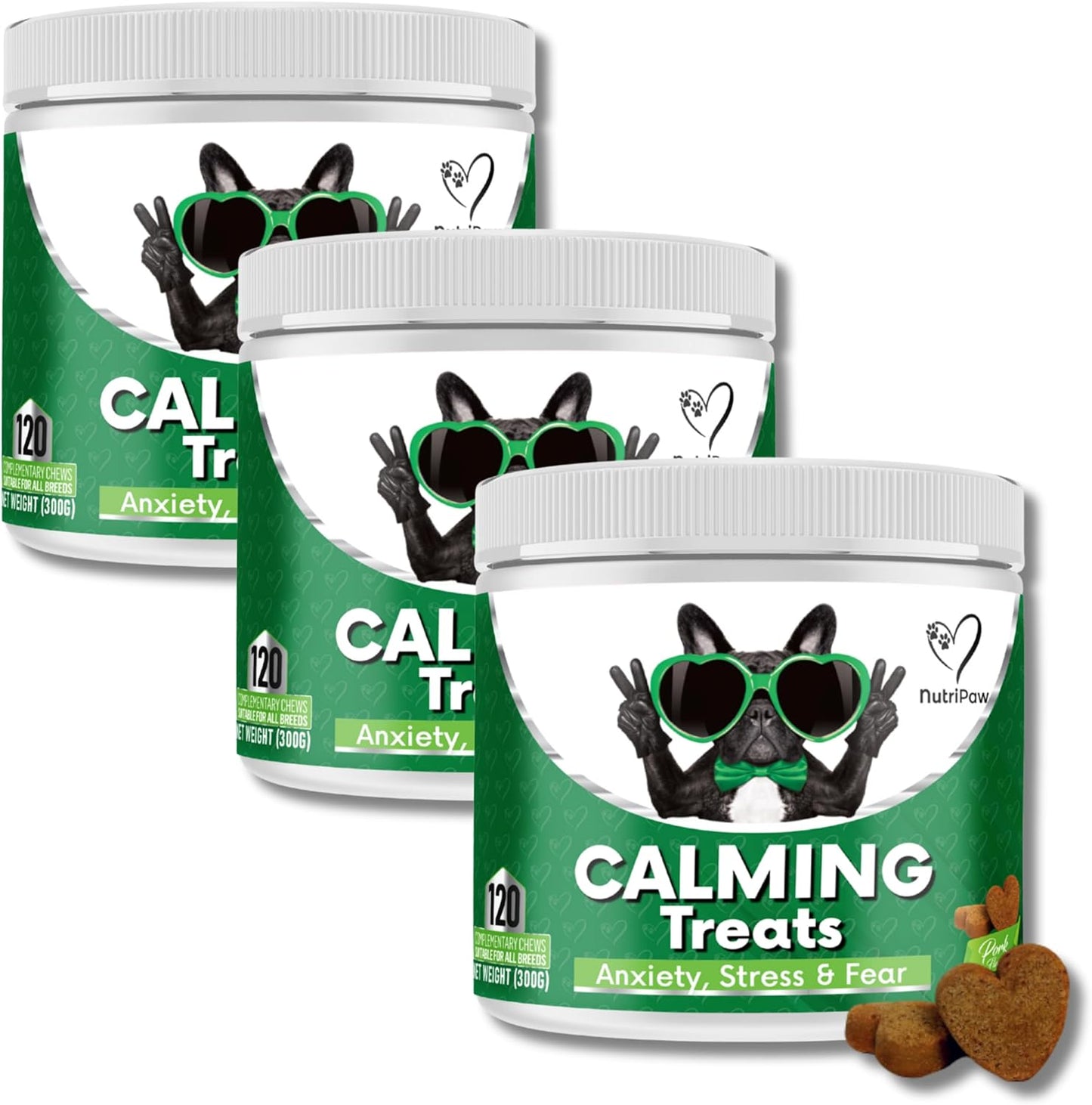 Nutripaw Calming Treats for Dogs - Reduce Stress, Fear, Separation Anxiety, Barking, Hyperactivity, Reactivity, Aggression, Travel Issues - Relaxation without Drowsiness Dogs