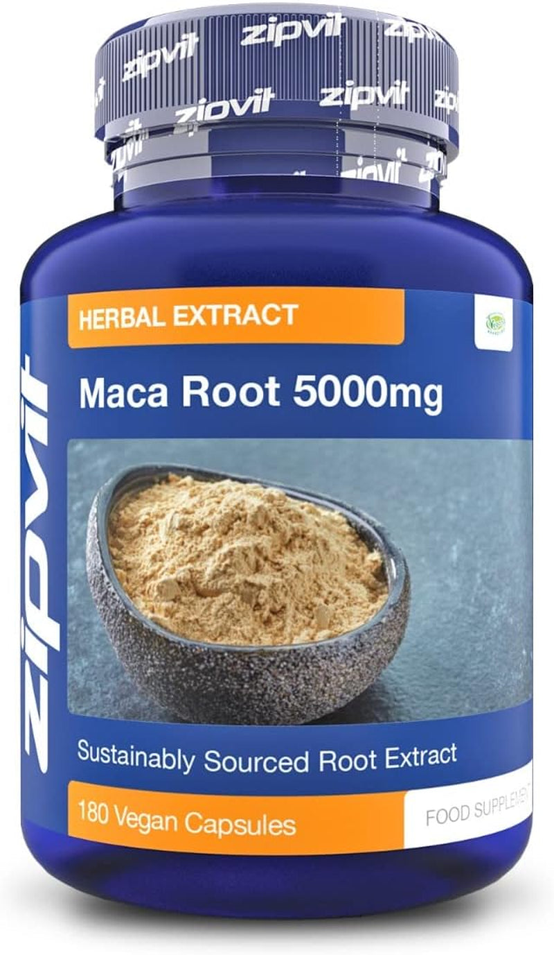 Maca Root Capsules 5000Mg, Black Maca and Yellow Maca Combination High Strength Maca Root Powder Extract. 180 Vegan Capsules, 6 Months Supply. Vegetarian Society Approved.