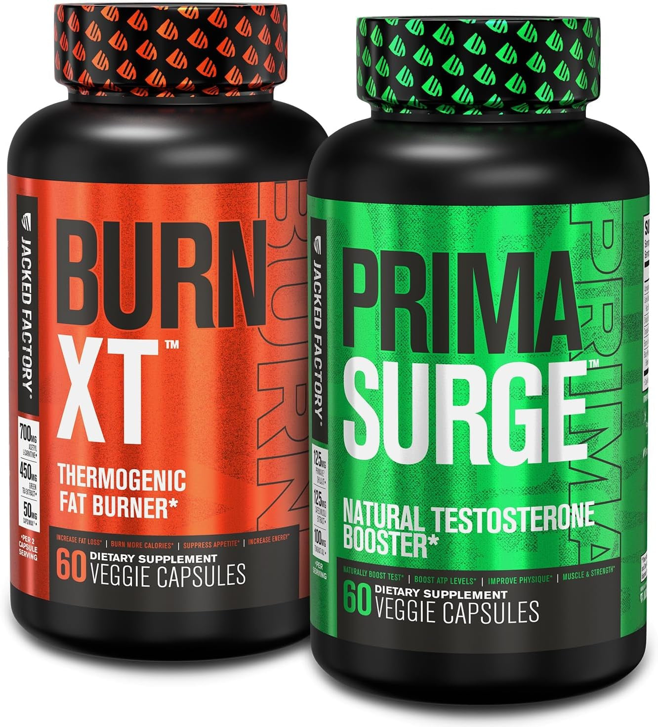 Fat Burner & Testosterone Booster Stack for Men - Burn-Xt Thermogenic Fat Burner & PRIMASURGE Testosterone Booster for Men