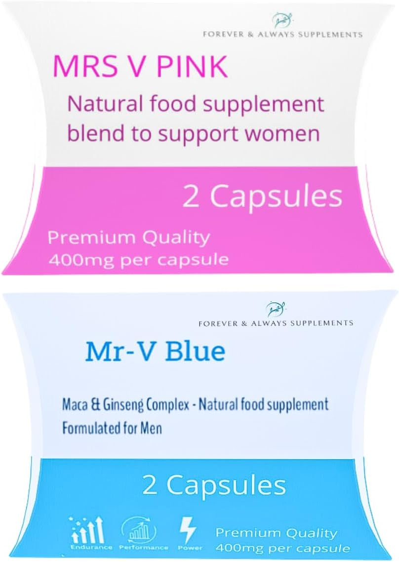 Ultra Natural Supplement for Men and Women | High Strength Male and Female Tablets Bundle! | (Pink & Blue) Maca & Ginseng Complex