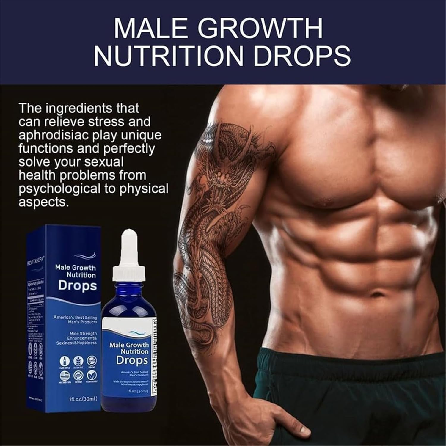 Revitahepa Male Growth Nutrition Drops,Revitahepa Male Growth Nutrition Drops Blue,Natural Revitahepa Blue Direction Benefit Drops for Men (1Pcs)