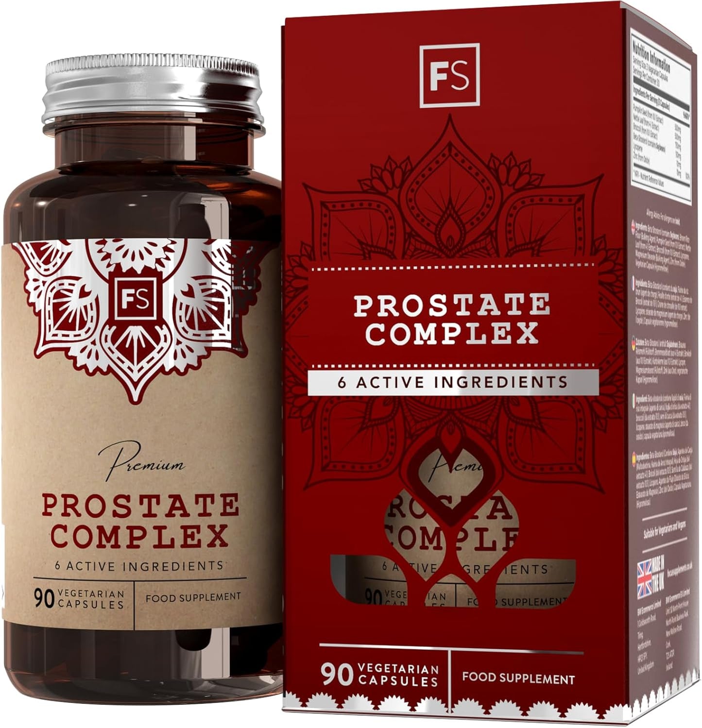 FS Prostate Supplements for Men UK | 90 Prostate Capsules with Broccolli 750Mg, Pumpkin Seed 500Mg, Nettle Leaf 500Mg & Zinc | Mens Health Supplements | Non-Gmo & Gluten Free | Made in the UK