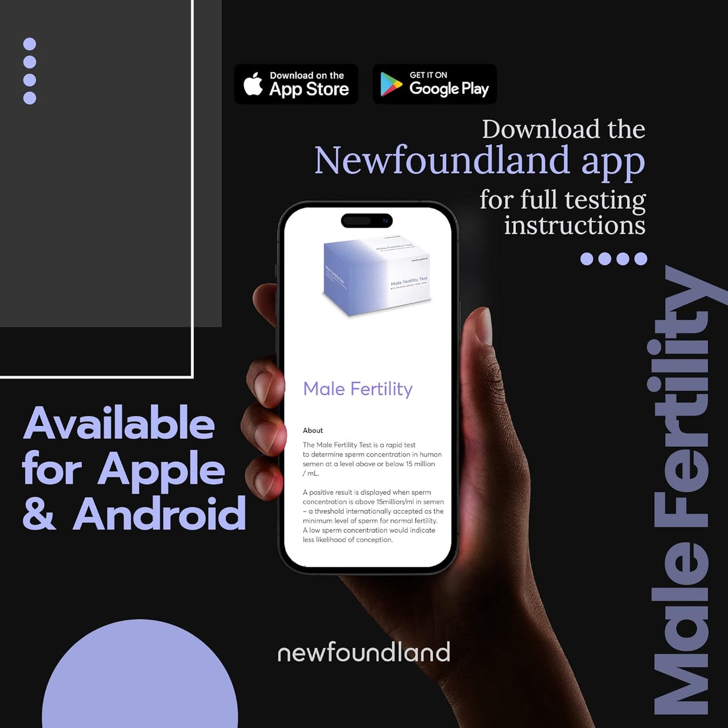 Newfoundland Male Fertility Test, Simple to Use Fertility Test for Men, Test Male Fertility in under 5 Minutes, CE Certified Mens Fertility Test for Home Use,Single Test