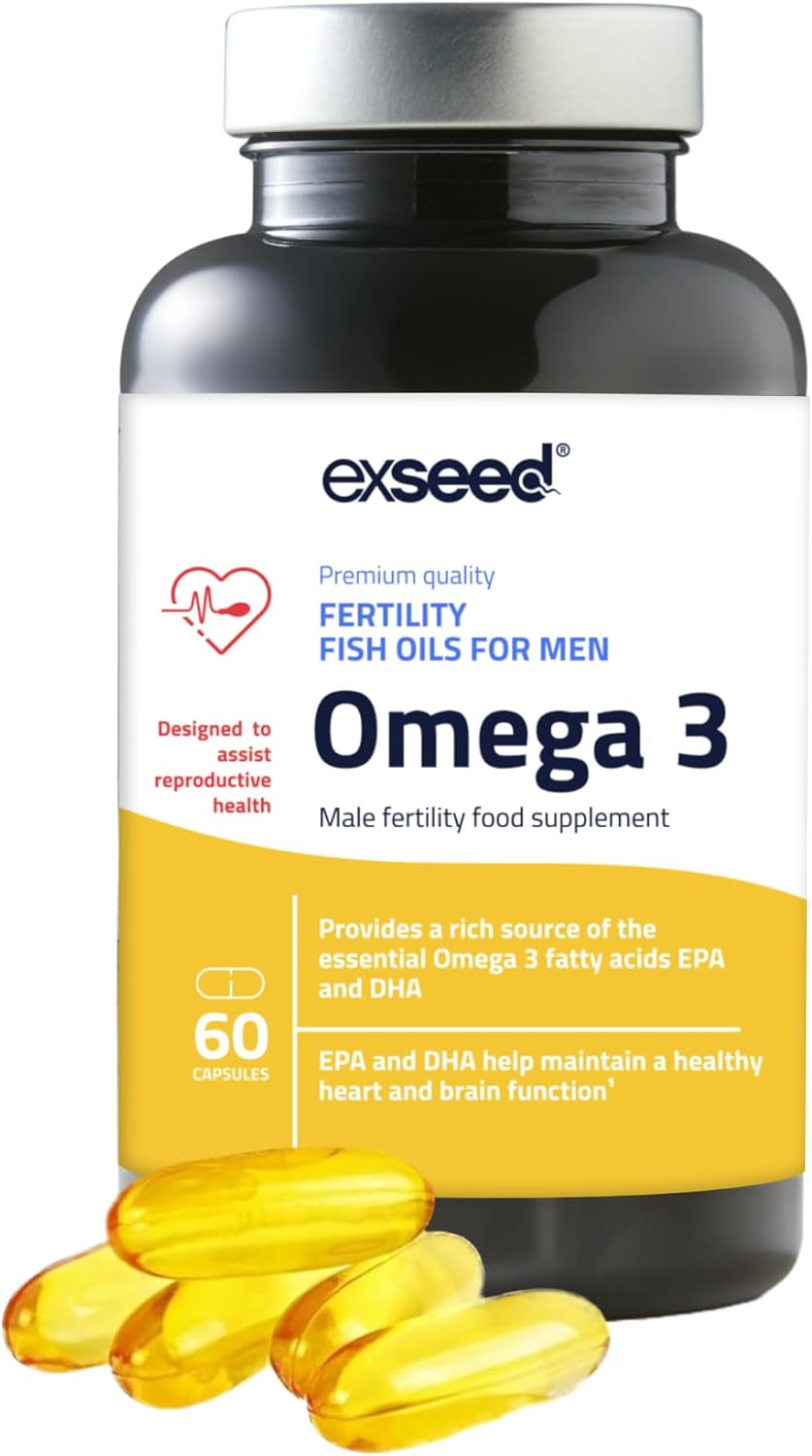 Exseed Health Omega 3 Fish Oil Capsules - High Strength Supplements for Men'S Health and Male Fertility - 60 Capsules Mens Fertility Supplement - with EPA & DHA